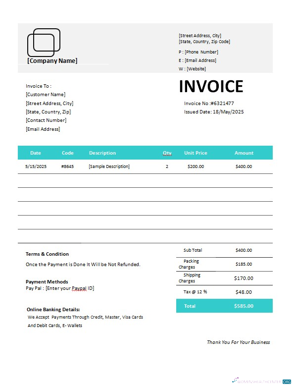 Download Equipment Invoice Template Photoshop template